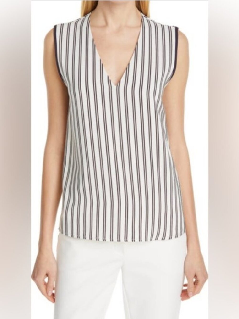 Judith & Charles 100% Silk Striped Sleeveless Blouse Size 4